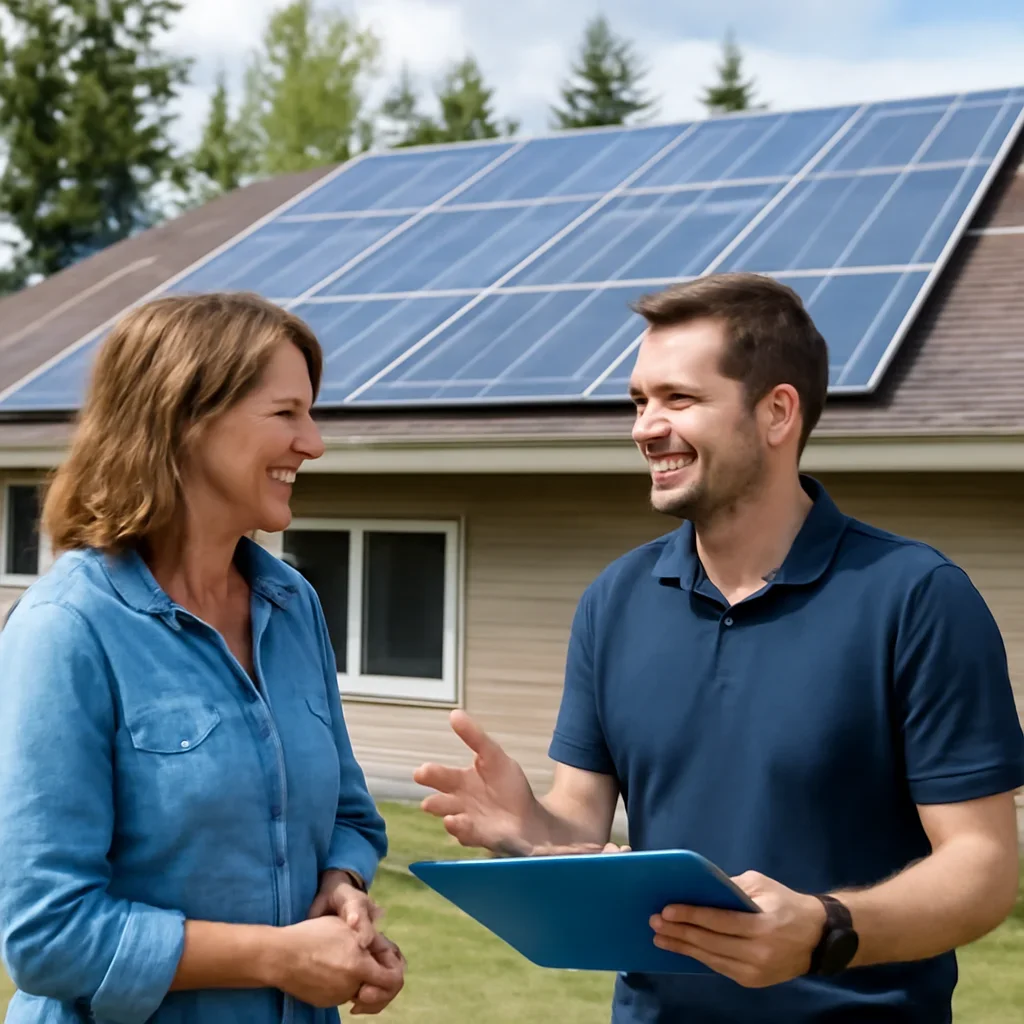 Property owner discussing solar options for 100 Mile House, BC