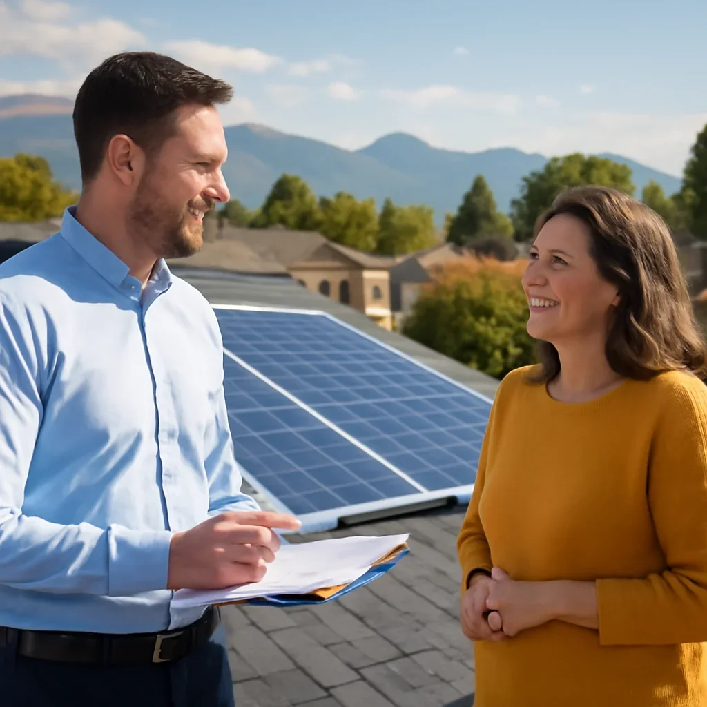 Property owner discussing solar options for Abbotsford, BC
