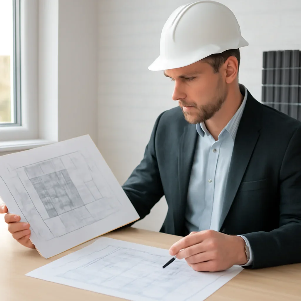 Solar consultant reviewing roof and electrical details for a Abbotsford, BC project