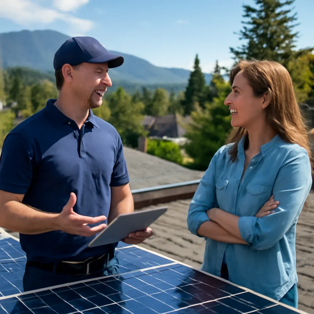 Property owner discussing solar options for Anmore, BC