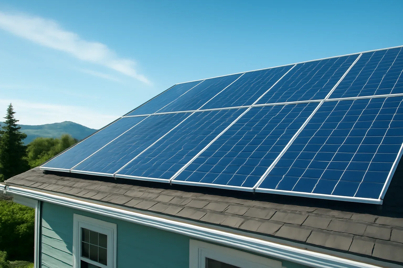 Rooftop solar panels on a property in Armstrong, BC