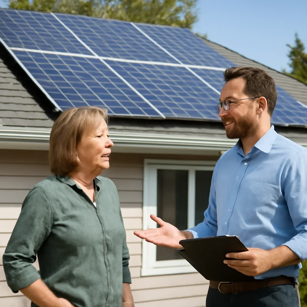 Property owner discussing solar options for Armstrong, BC