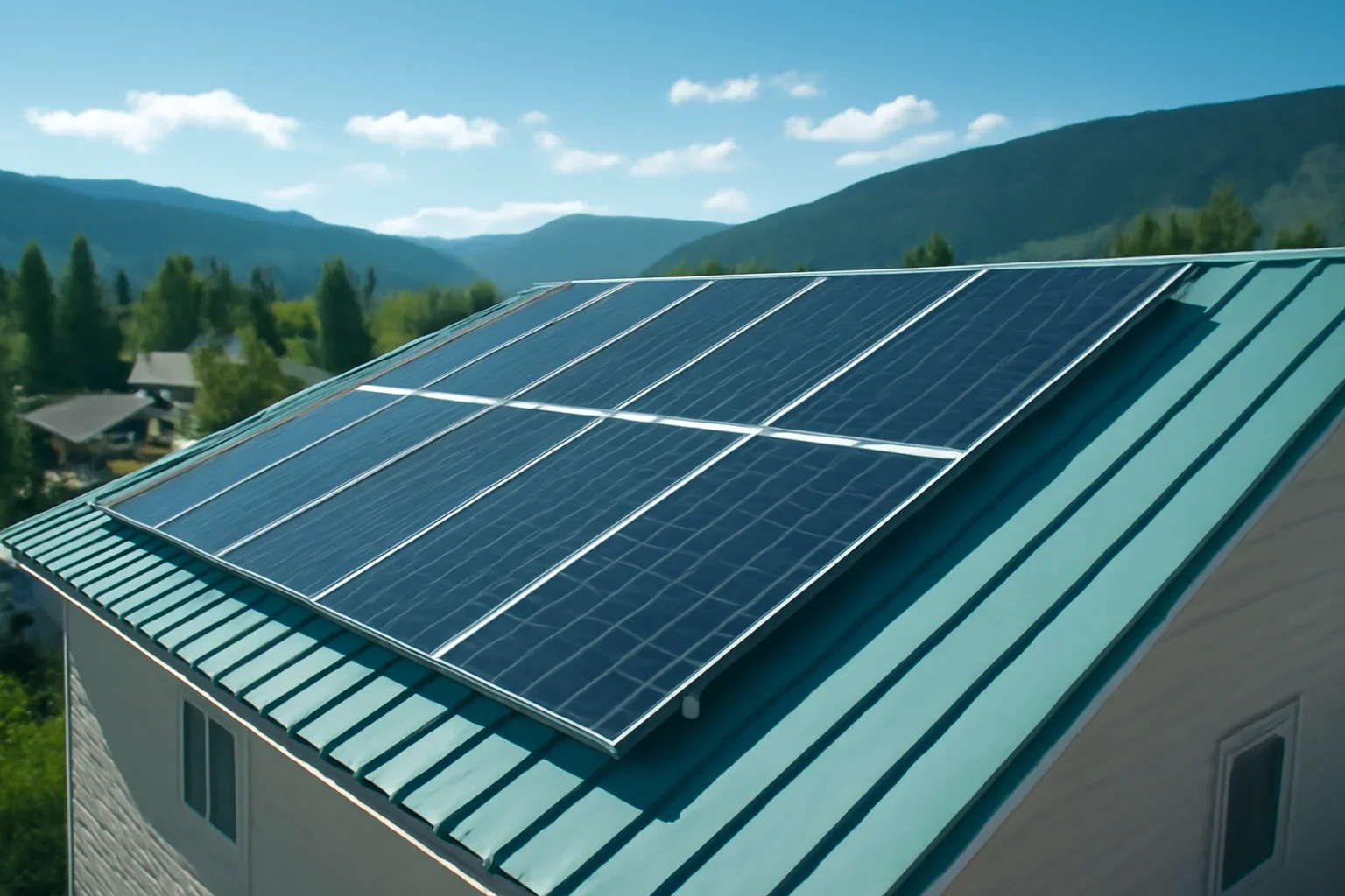 Rooftop solar panels on a property in Barriere, BC