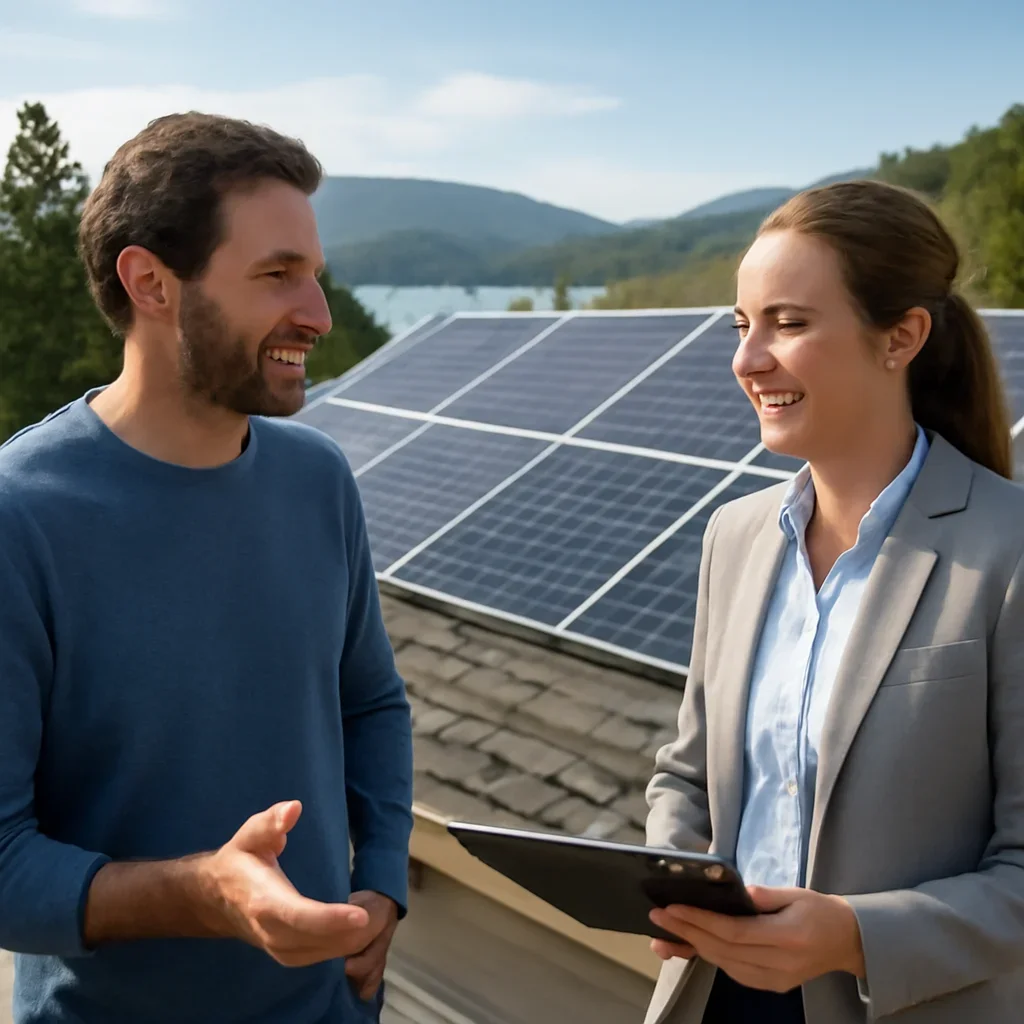 Property owner discussing solar options for Belcarra, BC