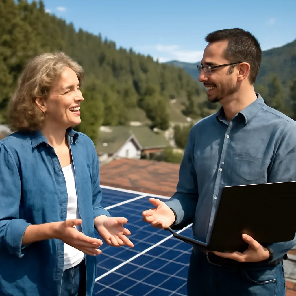 Property owner discussing solar options for Bowen Island, BC
