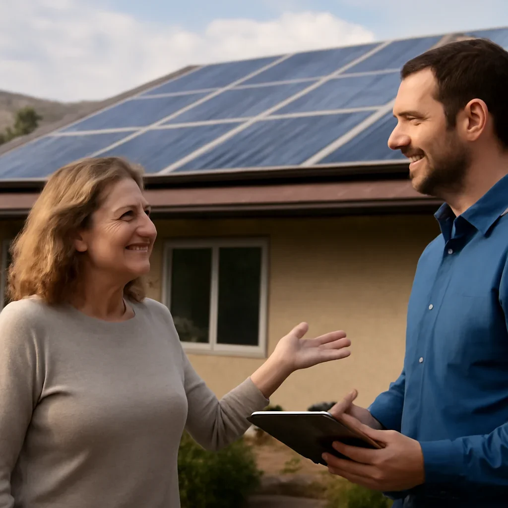 Property owner discussing solar options for Cache Creek, BC