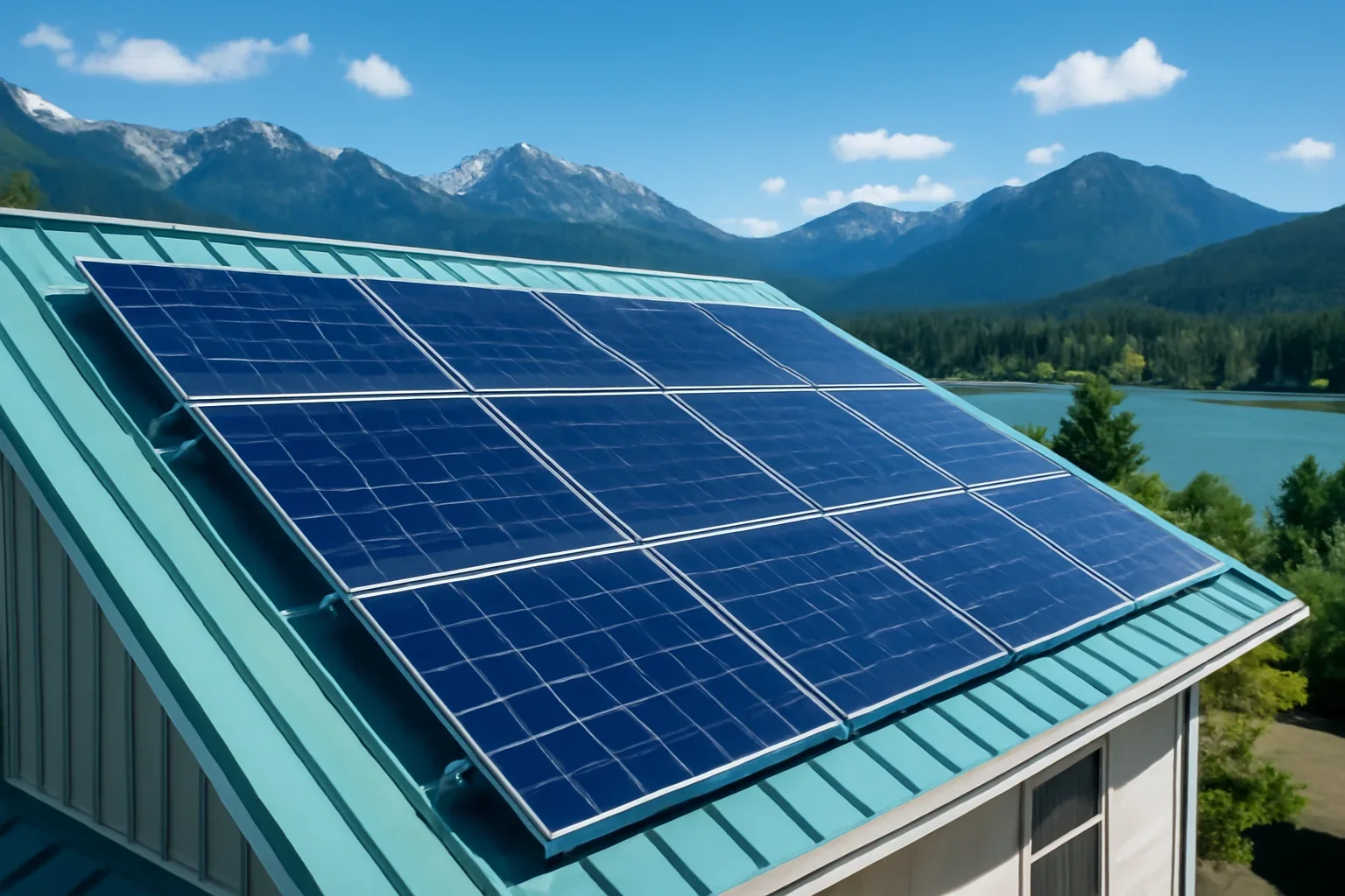 Rooftop solar panels on a property in Canal Flats, BC