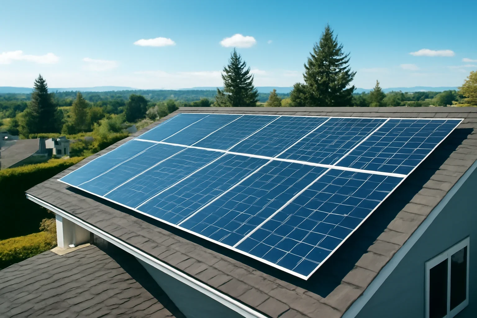 Rooftop solar panels on a property in Central Saanich, BC