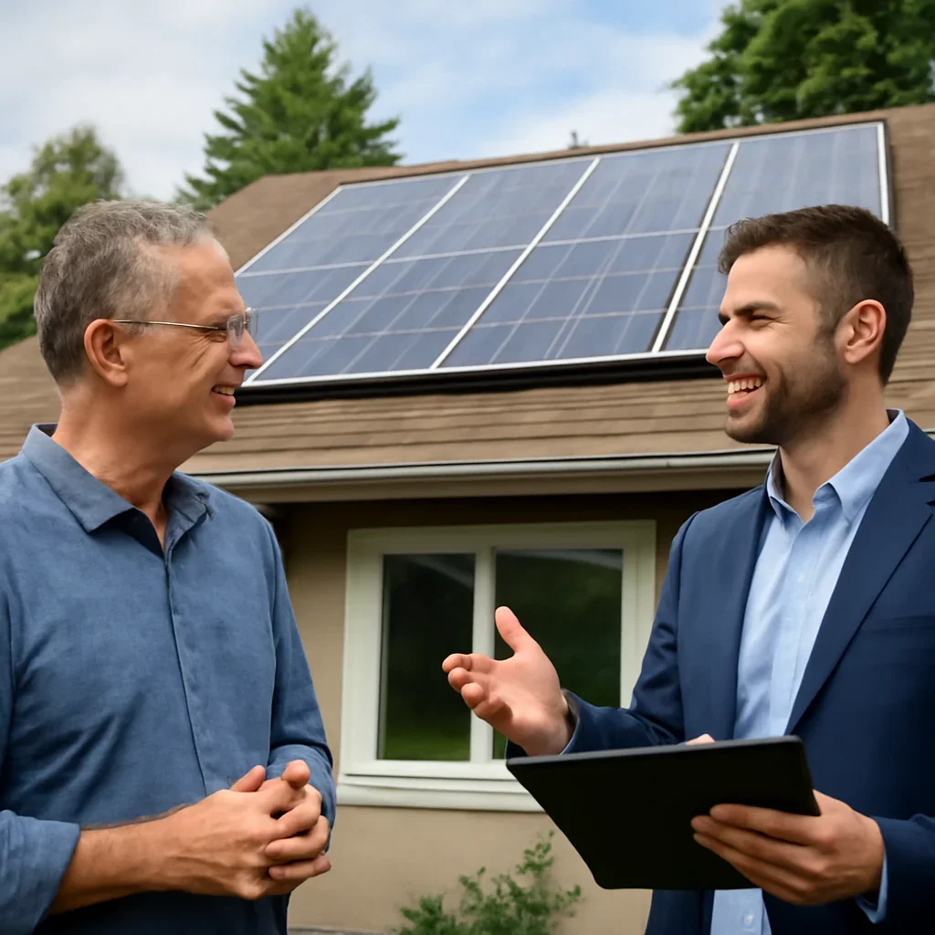 Property owner discussing solar options for Central Saanich, BC