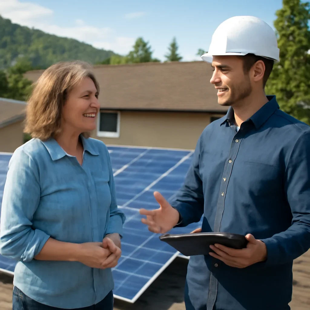 Property owner discussing solar options for Chase, BC