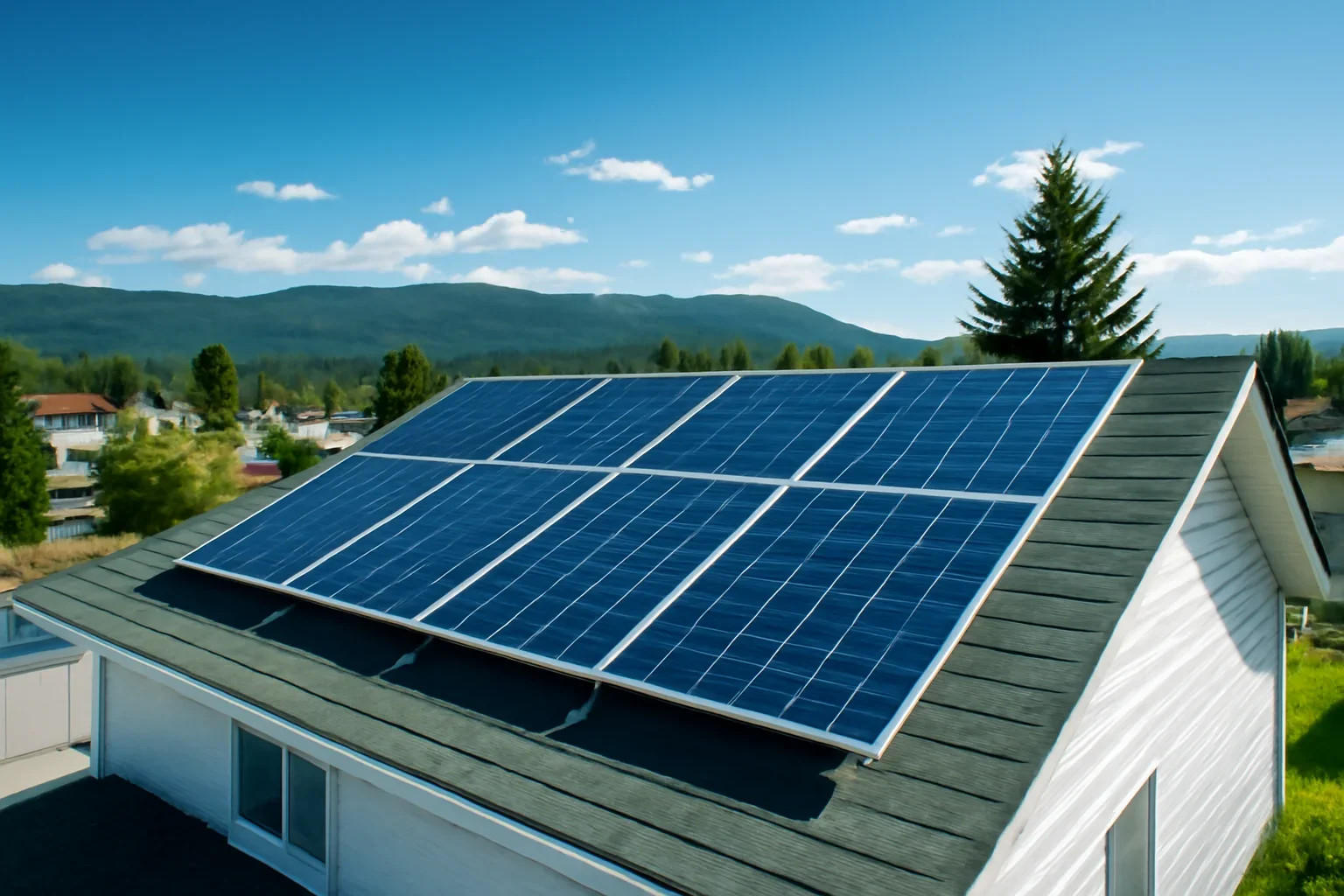 Rooftop solar panels on a property in Chetwynd, BC