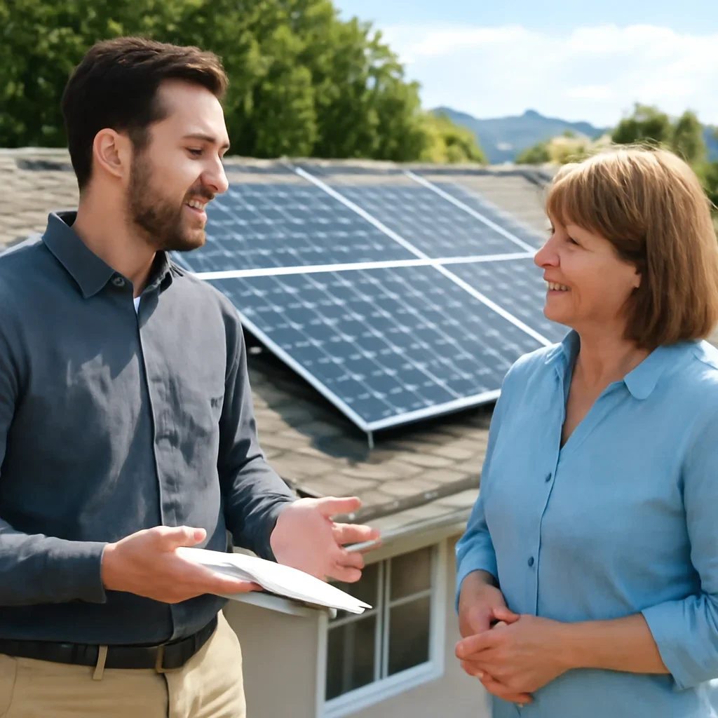 Property owner discussing solar options for Chilliwack, BC
