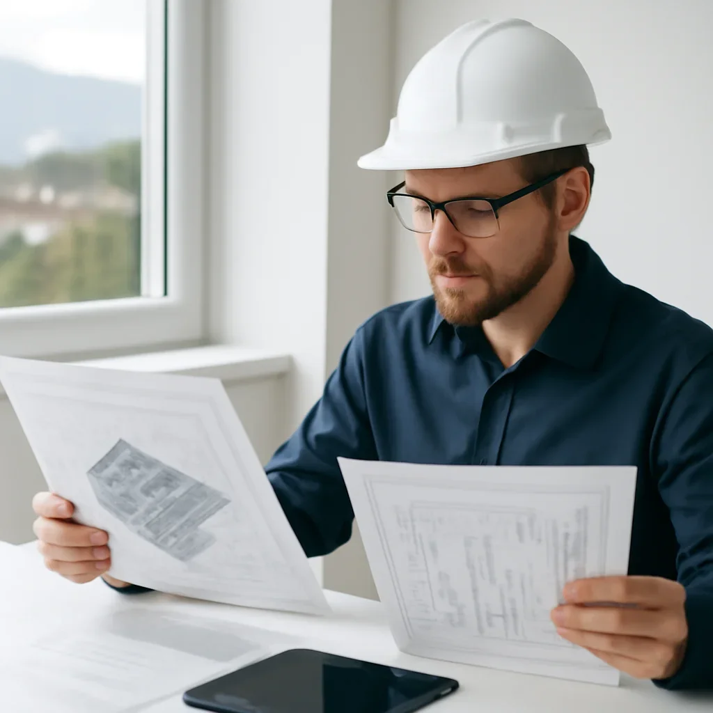 Solar consultant reviewing roof and electrical details for a Chilliwack, BC project