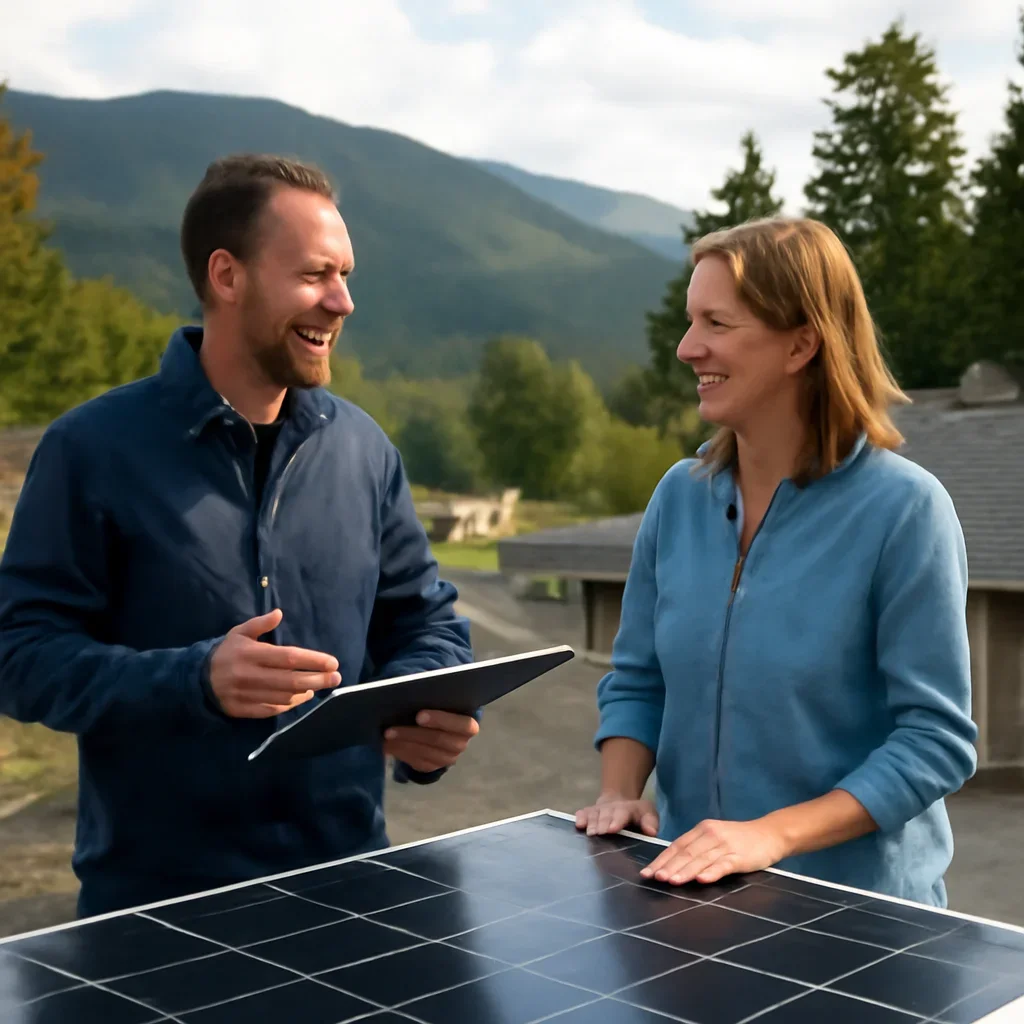 Property owner discussing solar options for Clearwater, BC