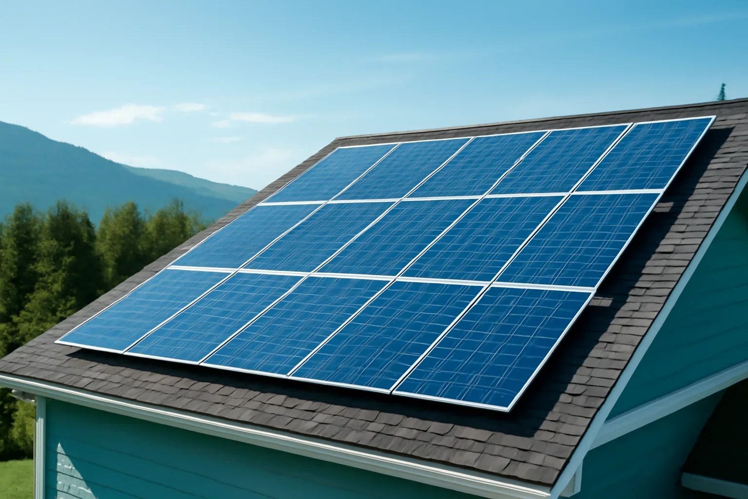 Rooftop solar panels on a property in Clinton, BC