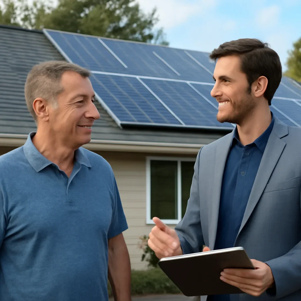 Property owner discussing solar options for Colwood, BC