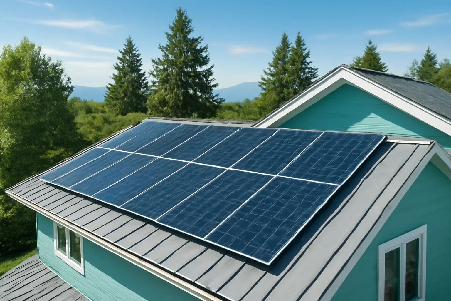 Rooftop solar panels on a property in Comox, BC