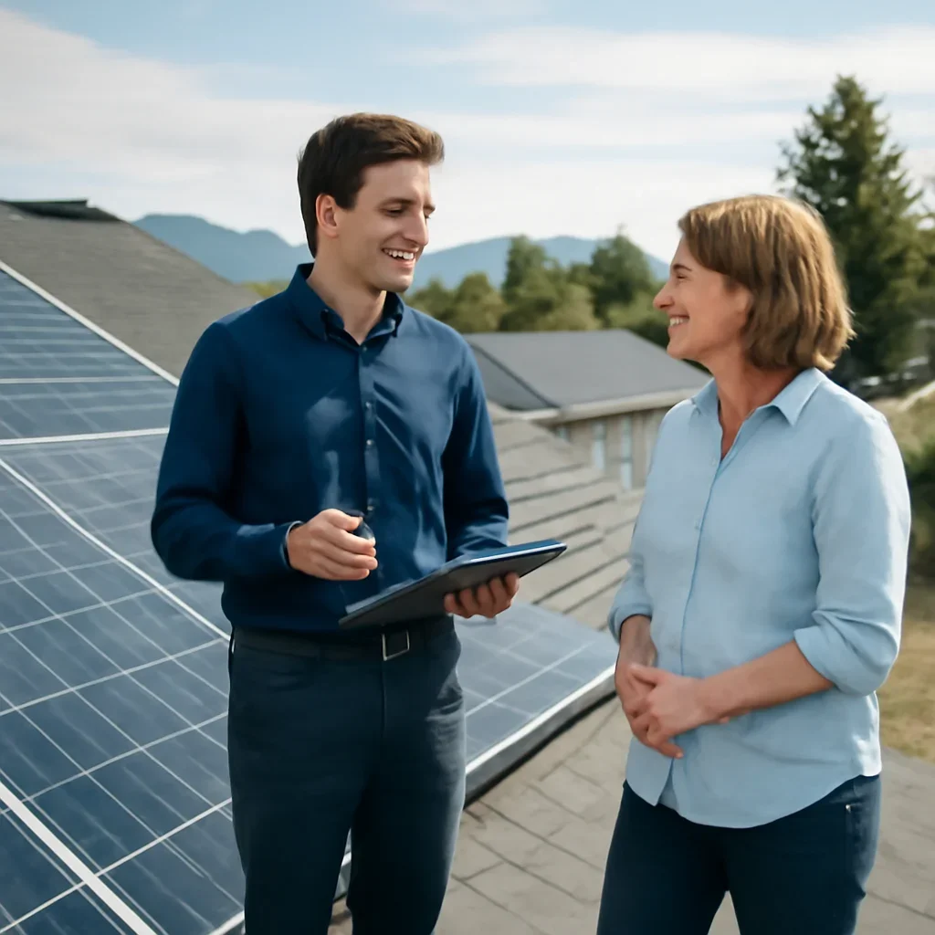 Property owner discussing solar options for Comox, BC