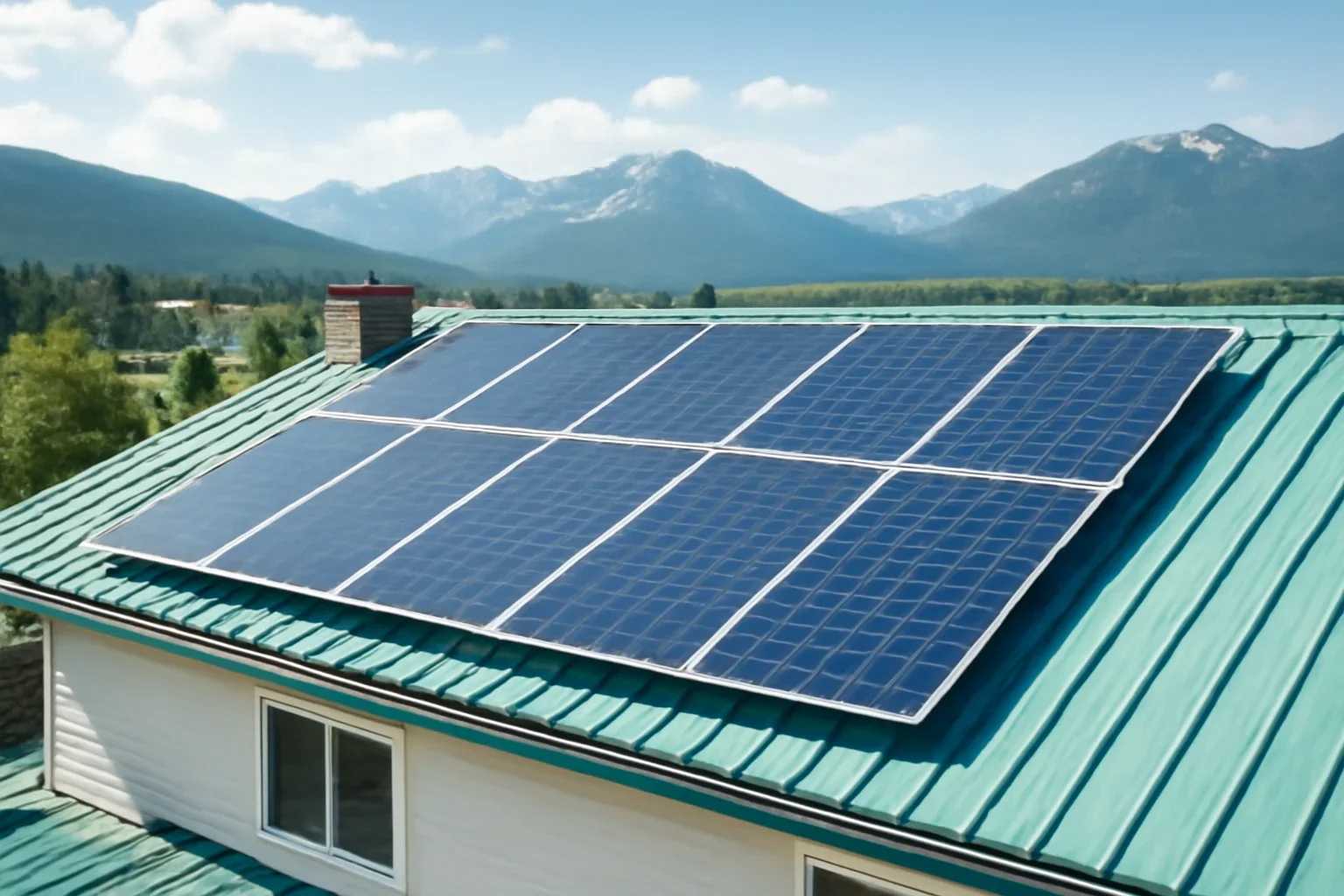 Rooftop solar panels on a property in Cranbrook, BC