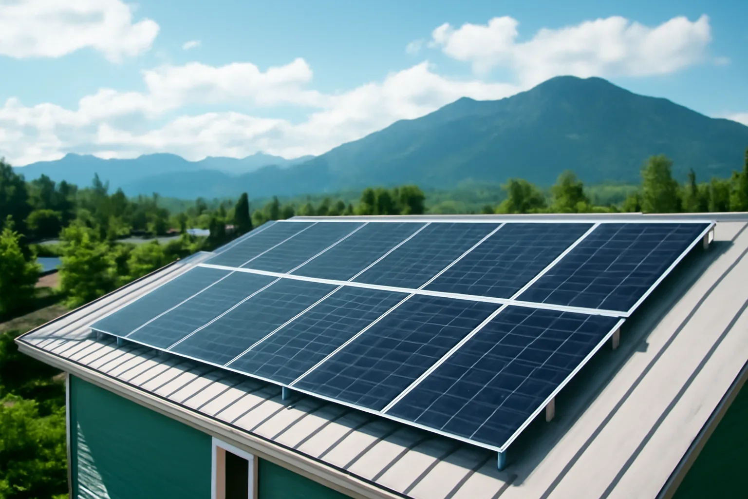 Rooftop solar panels on a property in Creston, BC