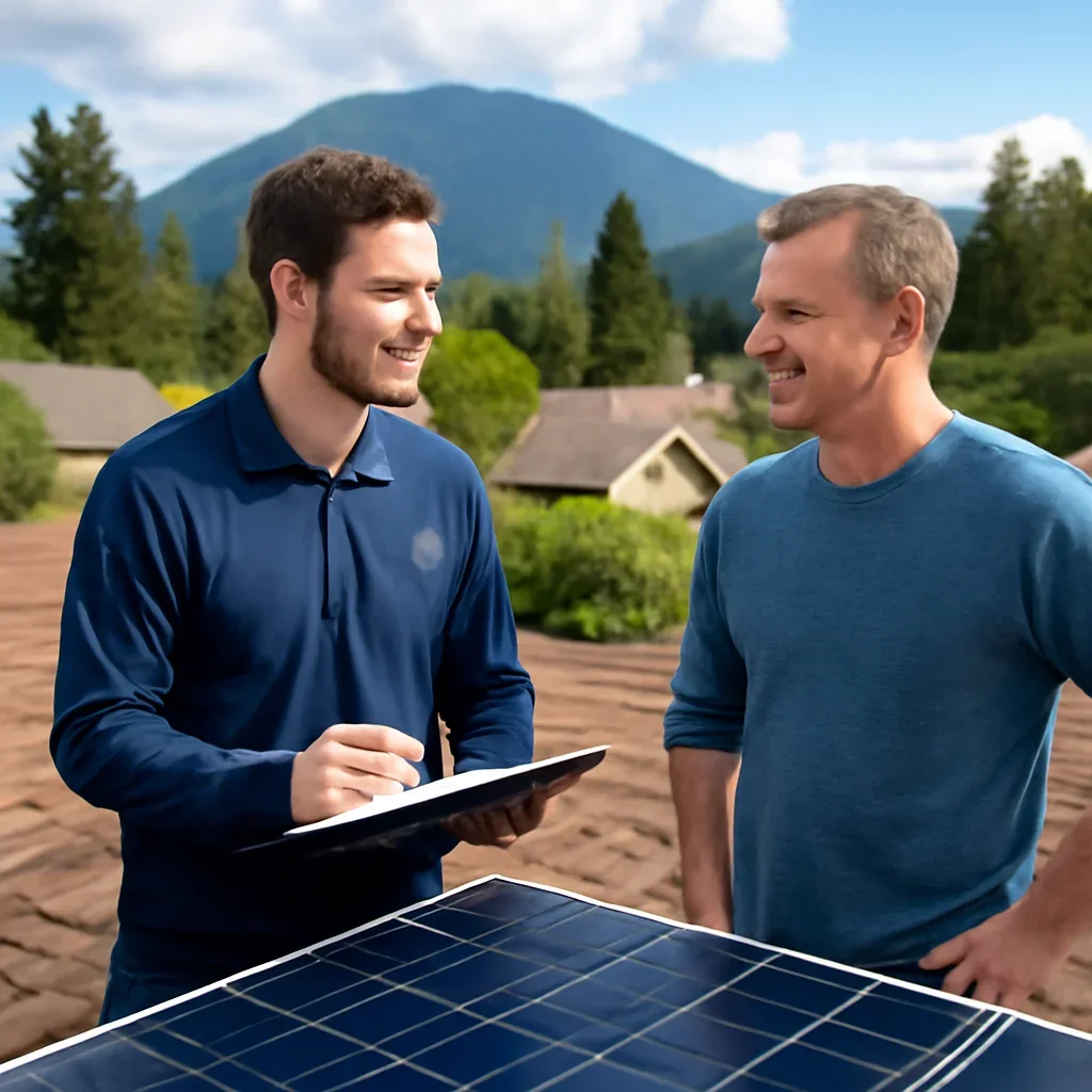Property owner discussing solar options for Cumberland, BC
