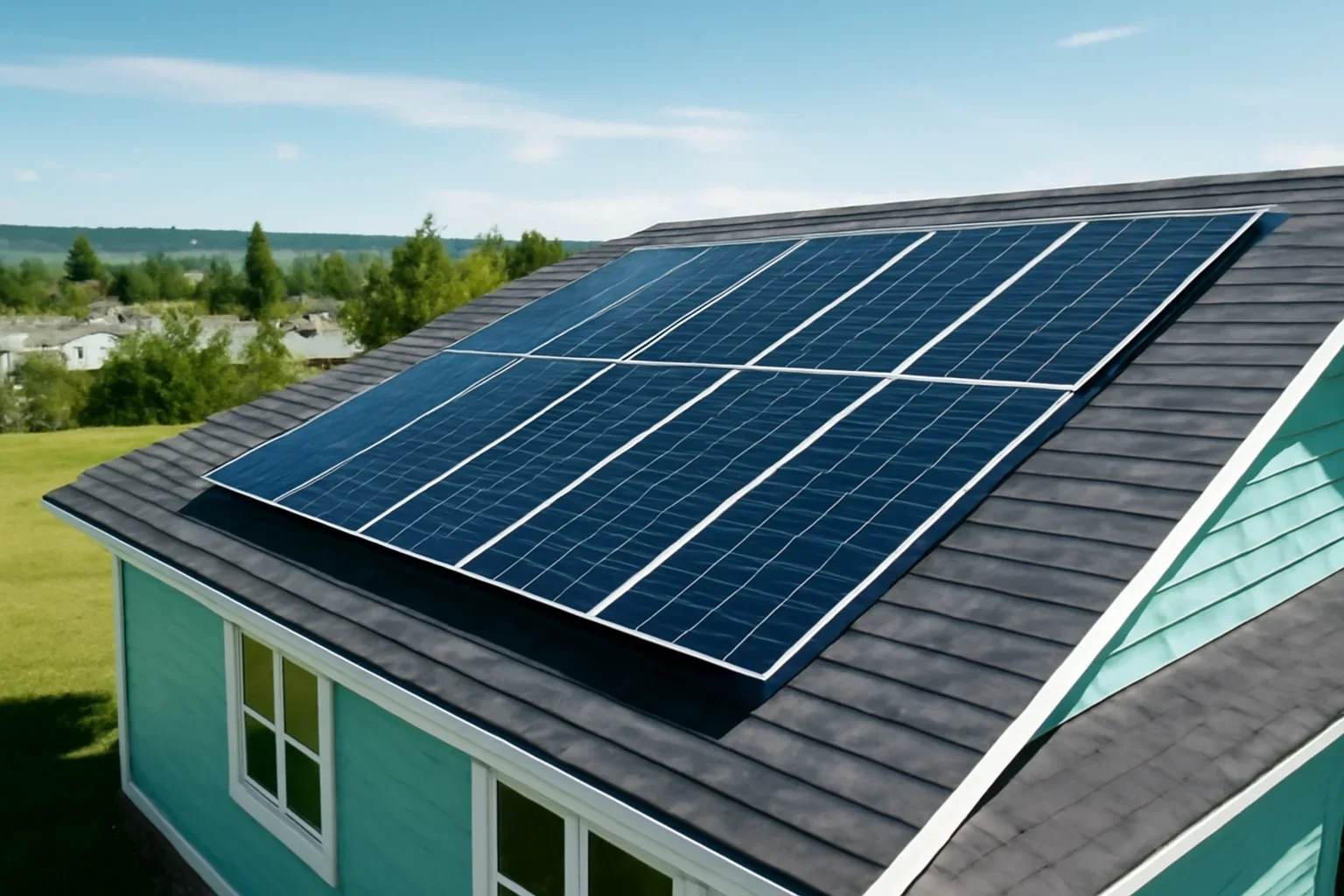 Rooftop solar panels on a property in Dawson Creek, BC