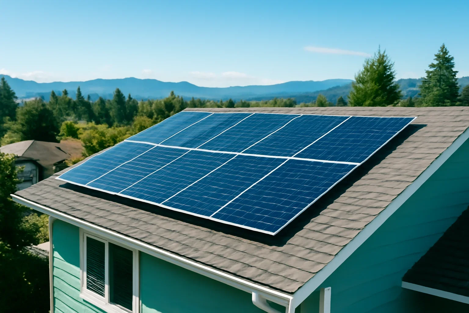 Rooftop solar panels on a property in Duncan, BC