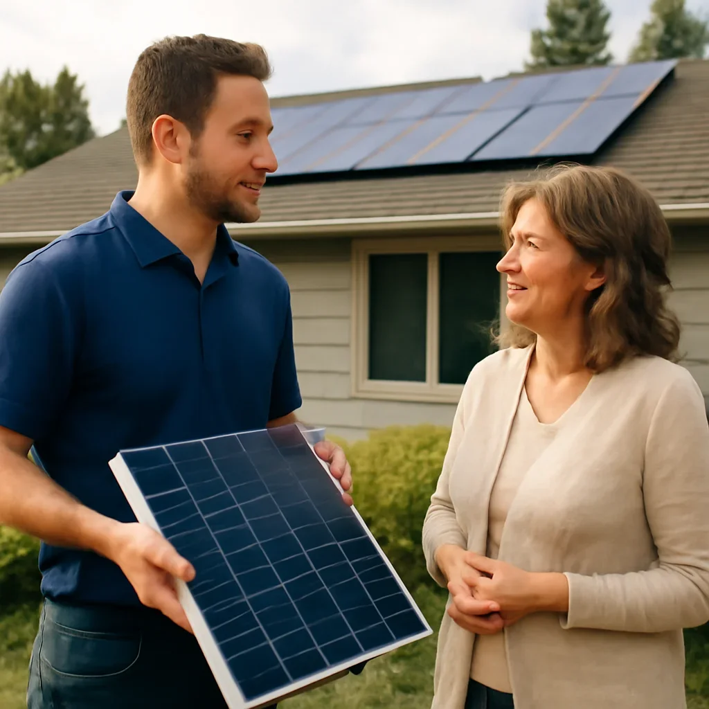 Property owner discussing solar options for Duncan, BC
