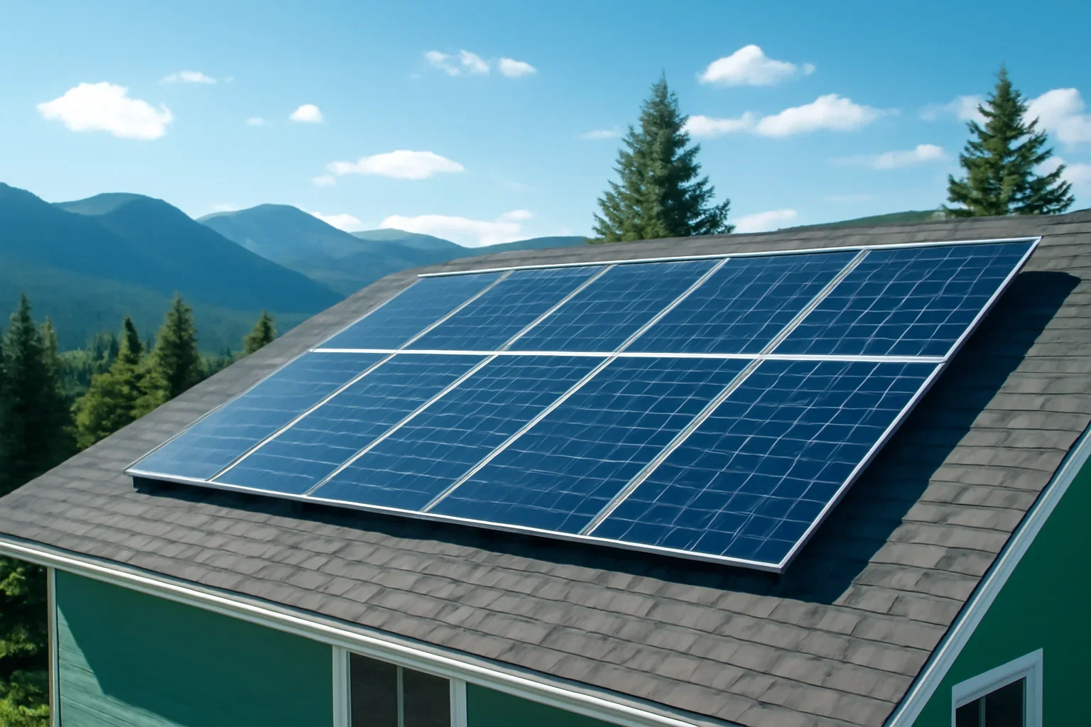 Rooftop solar panels on a property in Elkford, BC