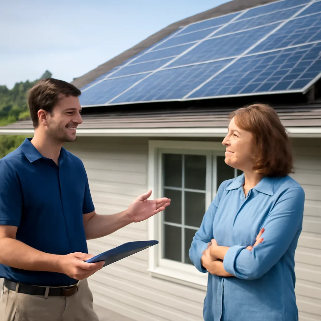 Property owner discussing solar options for Enderby, BC