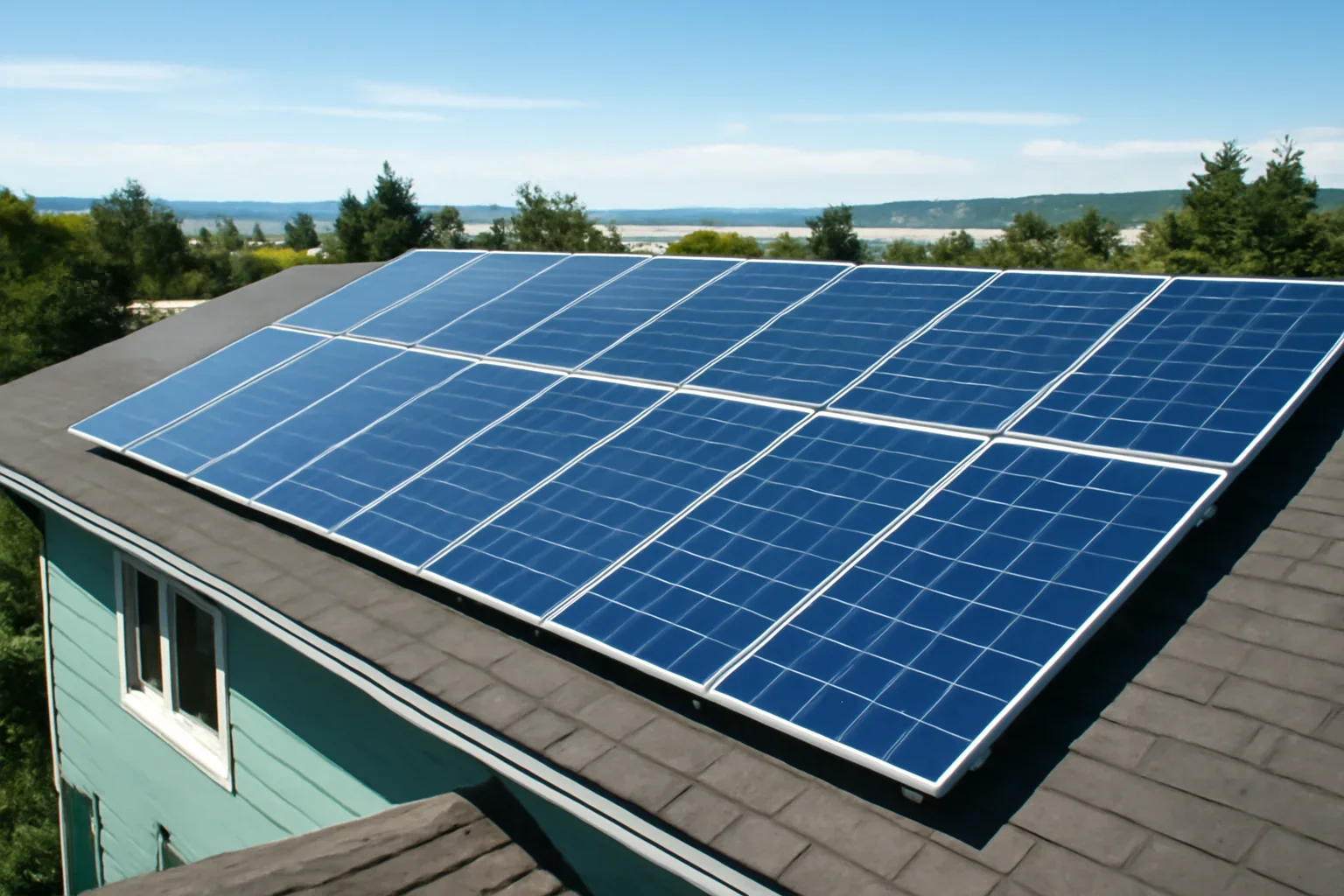Rooftop solar panels on a property in Esquimalt, BC