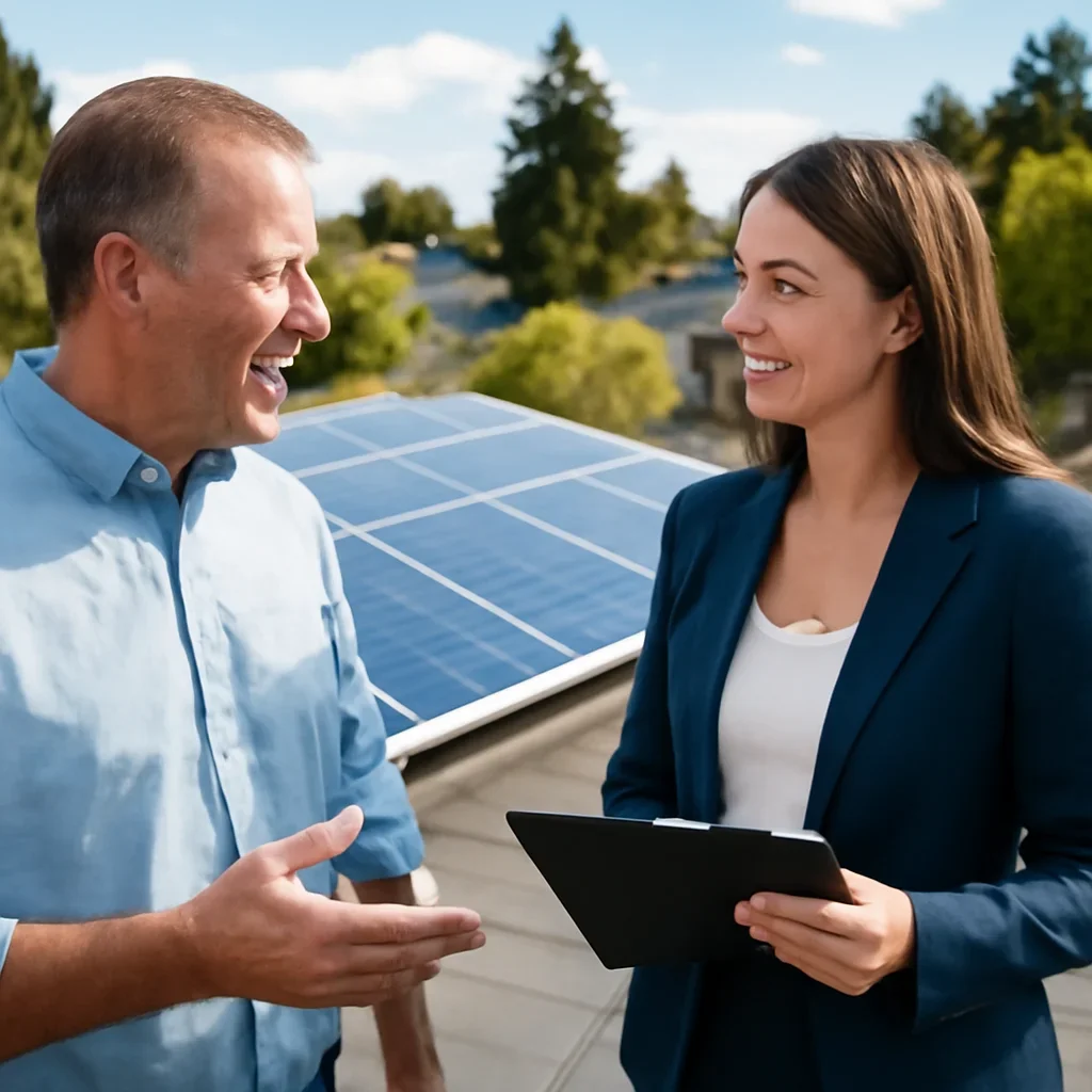 Property owner discussing solar options for Esquimalt, BC