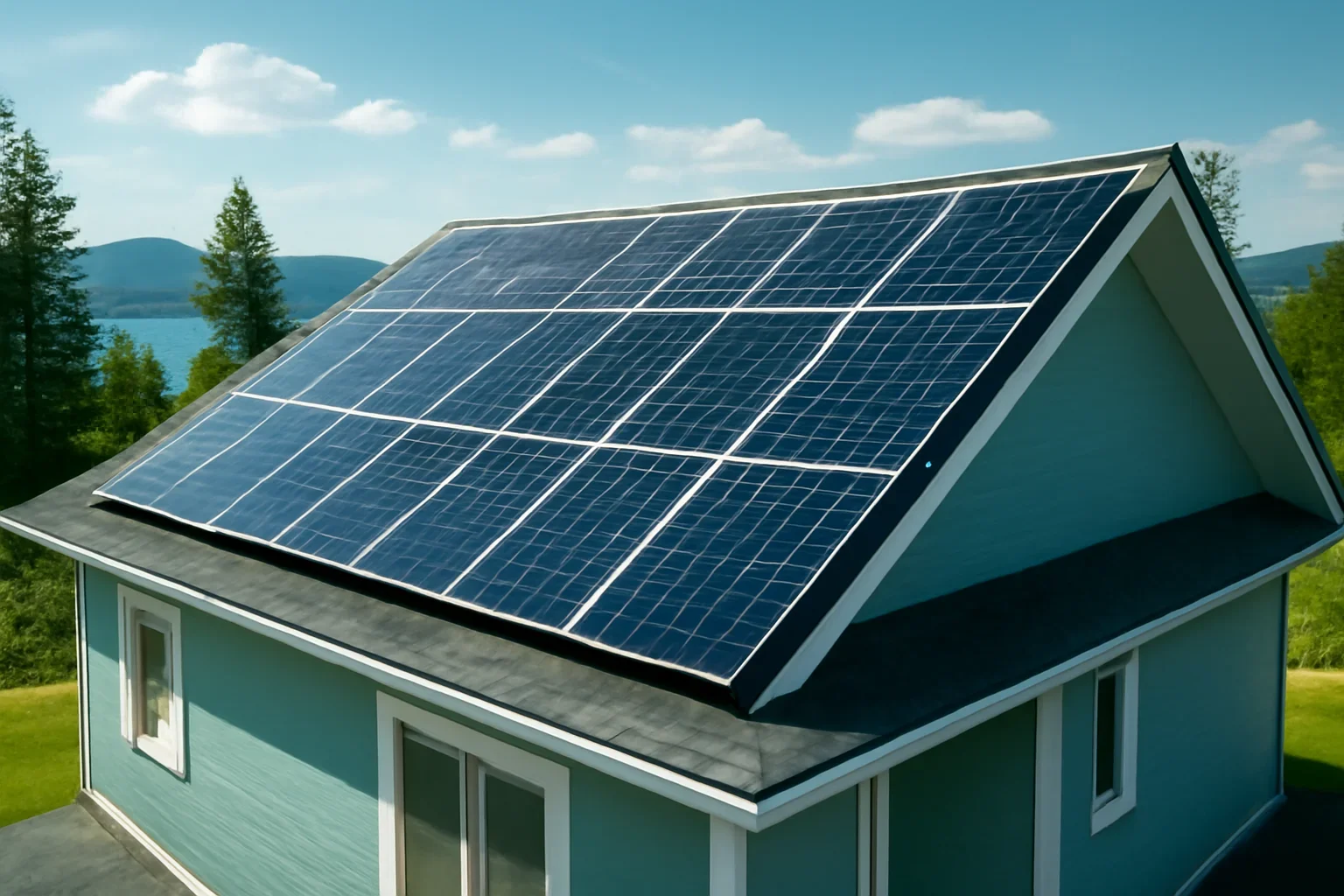 Rooftop solar panels on a property in Fort St. James, BC