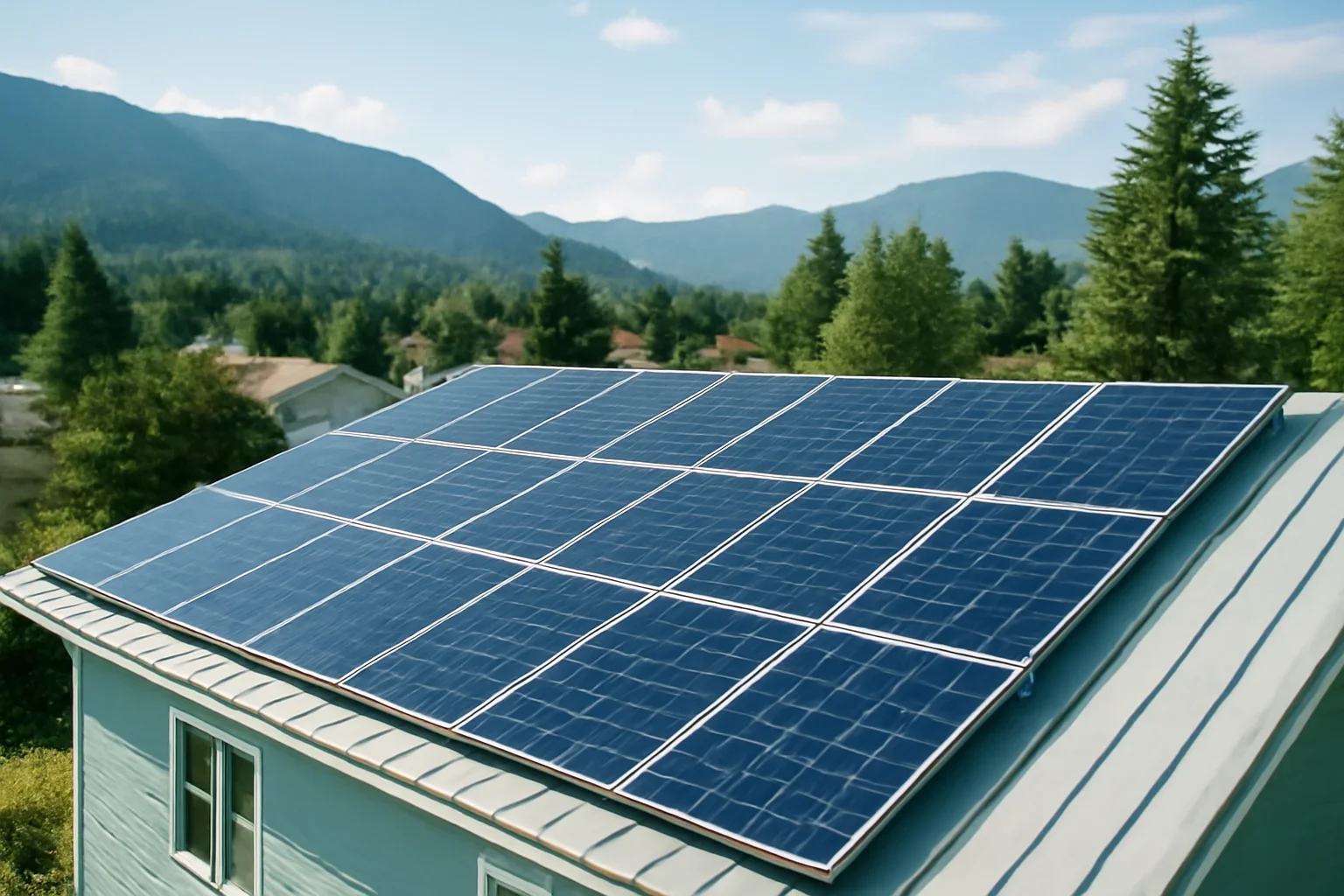 Rooftop solar panels on a property in Fraser Lake, BC