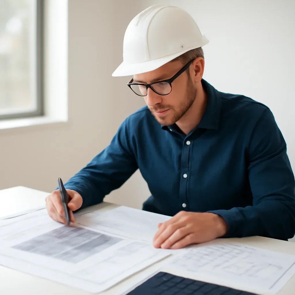 Solar consultant reviewing roof and electrical details for a Fraser Lake, BC project