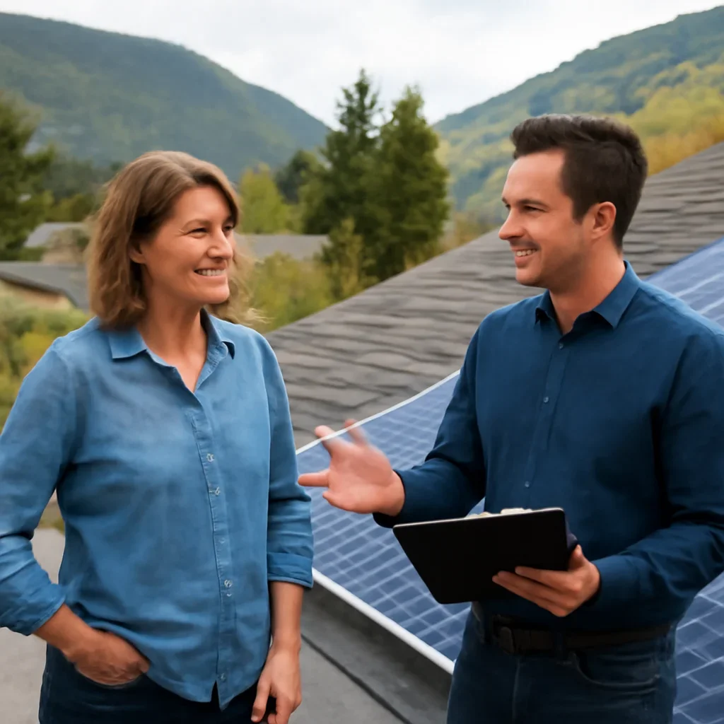 Property owner discussing solar options for Fruitvale, BC