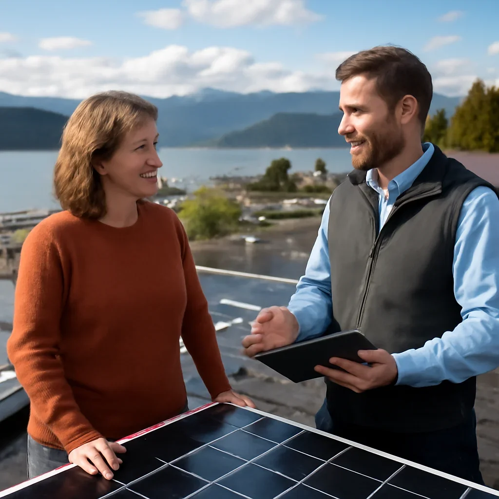 Property owner discussing solar options for Gibsons, BC