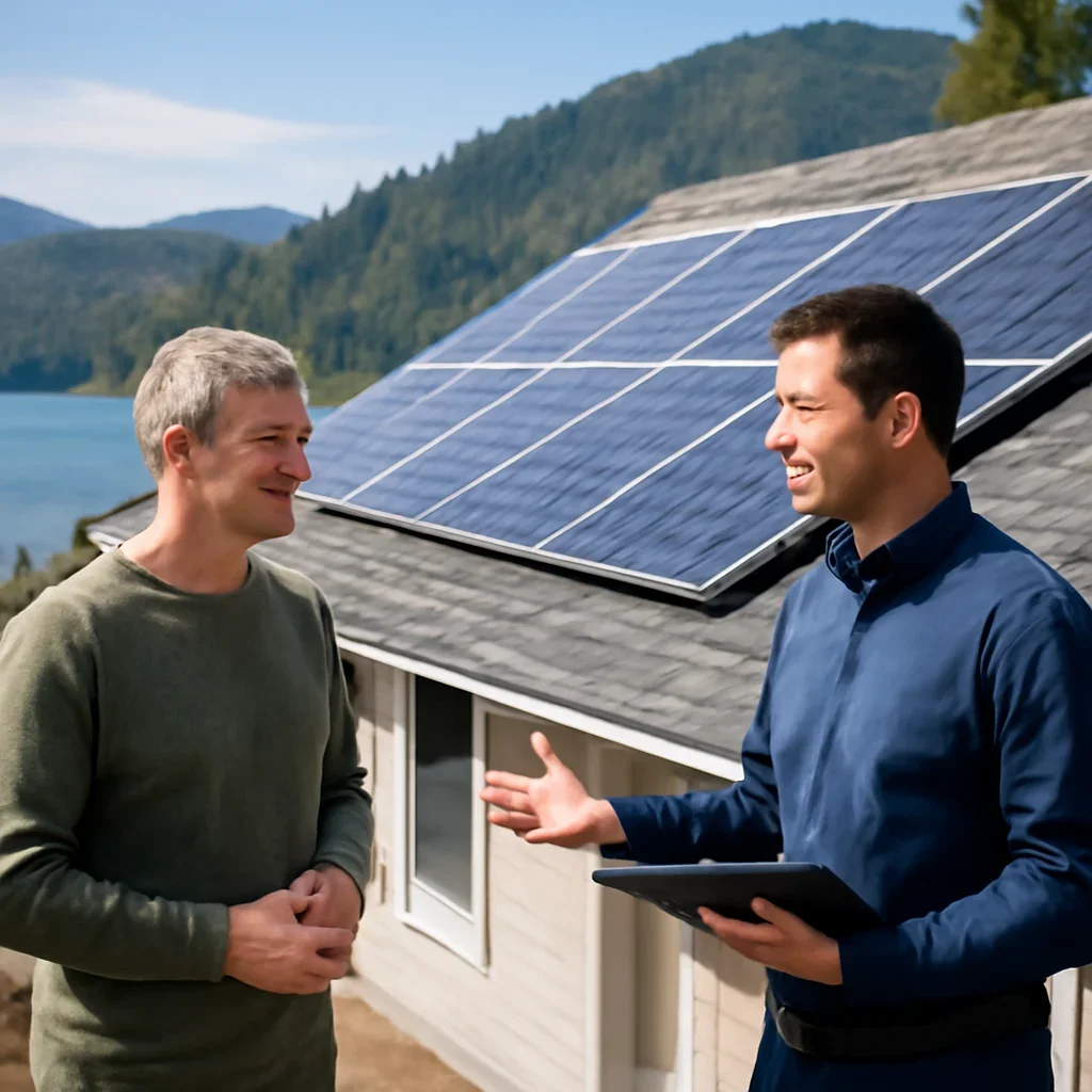Property owner discussing solar options for Gold River, BC