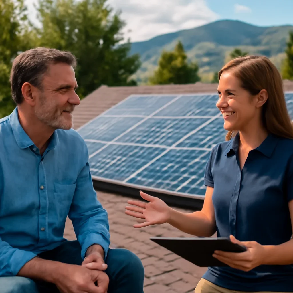 Property owner discussing solar options for Grand Forks, BC