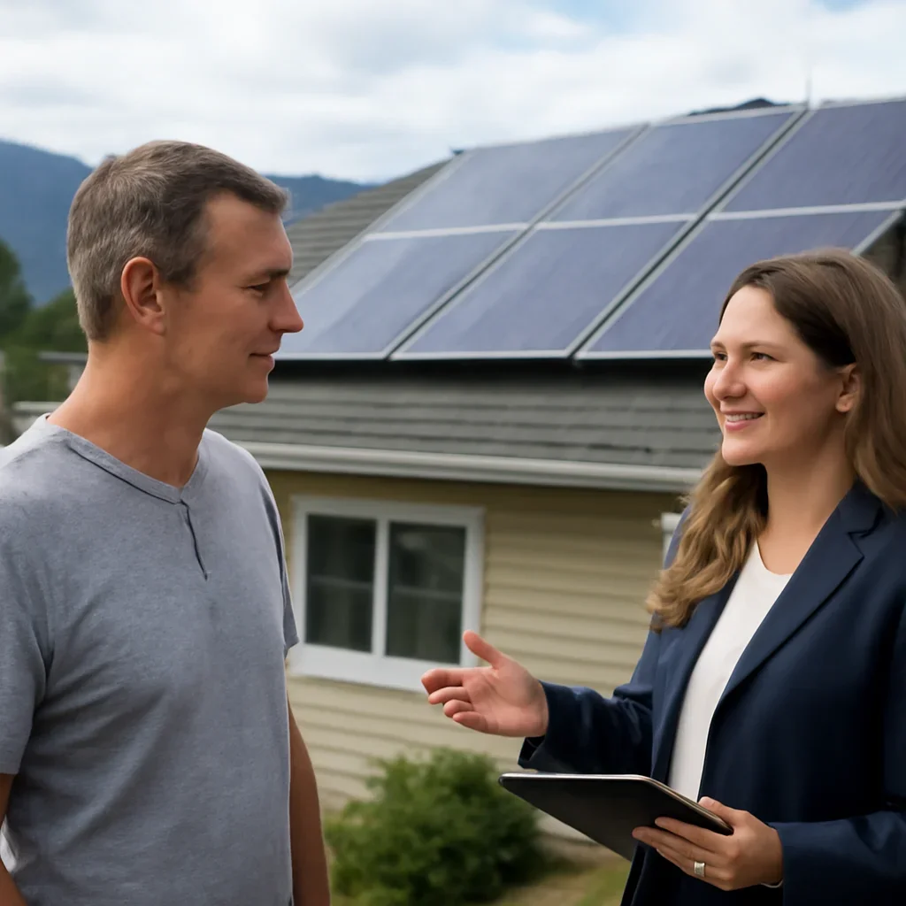 Property owner discussing solar options for Granisle, BC