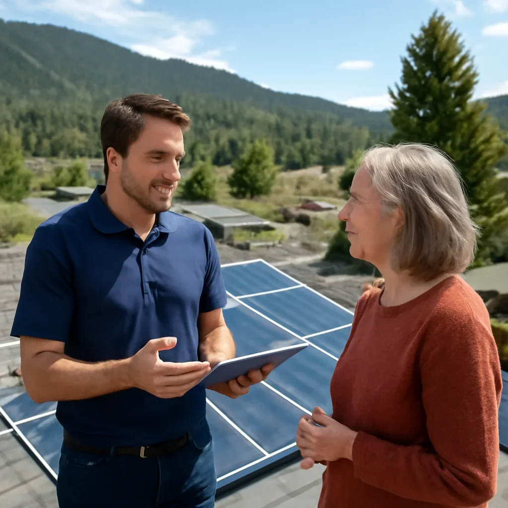 Property owner discussing solar options for Greenwood, BC