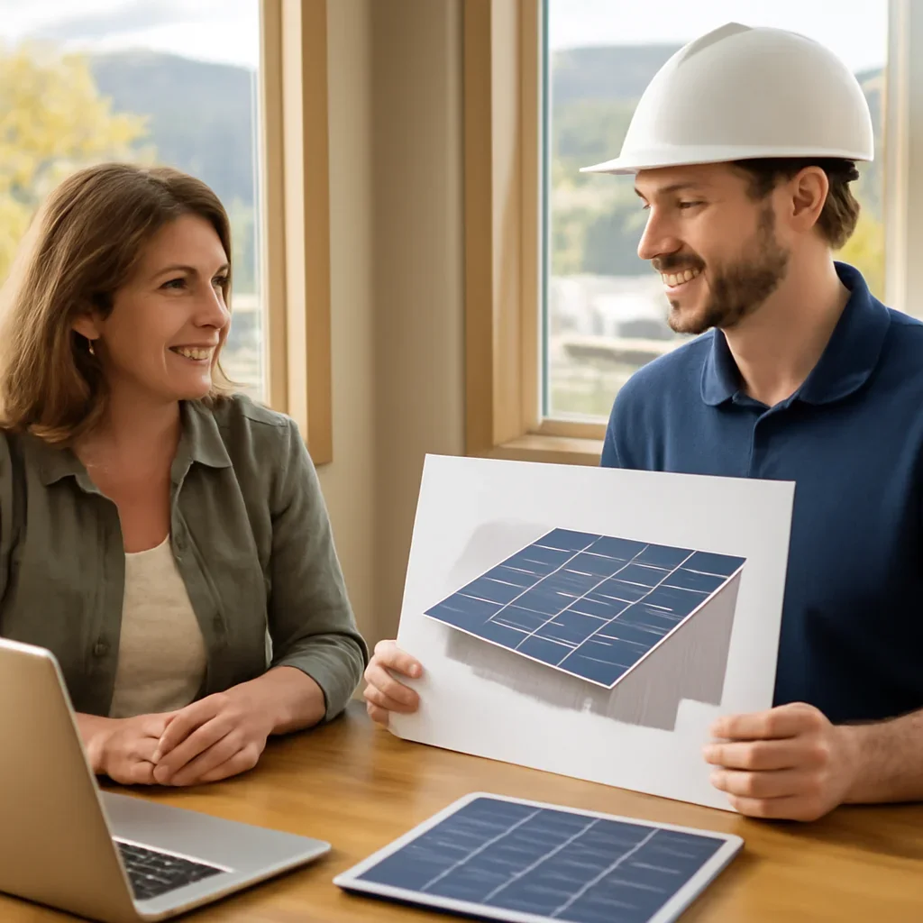 Property owner discussing solar options for Hazelton, BC