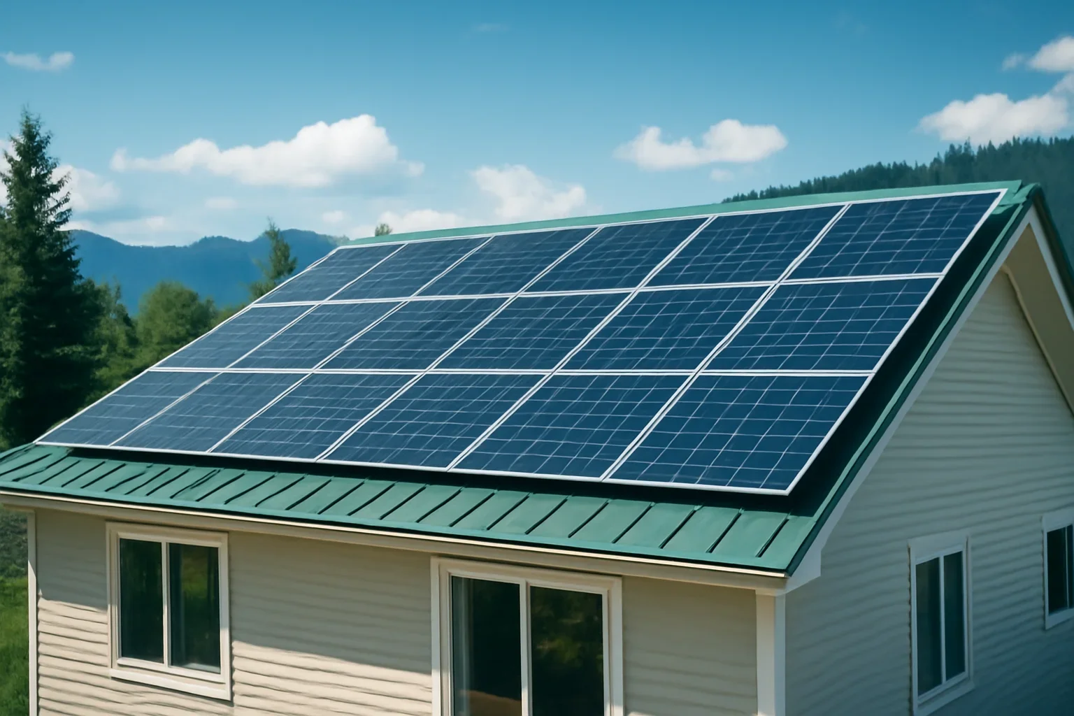 Rooftop solar panels on a property in Houston, BC