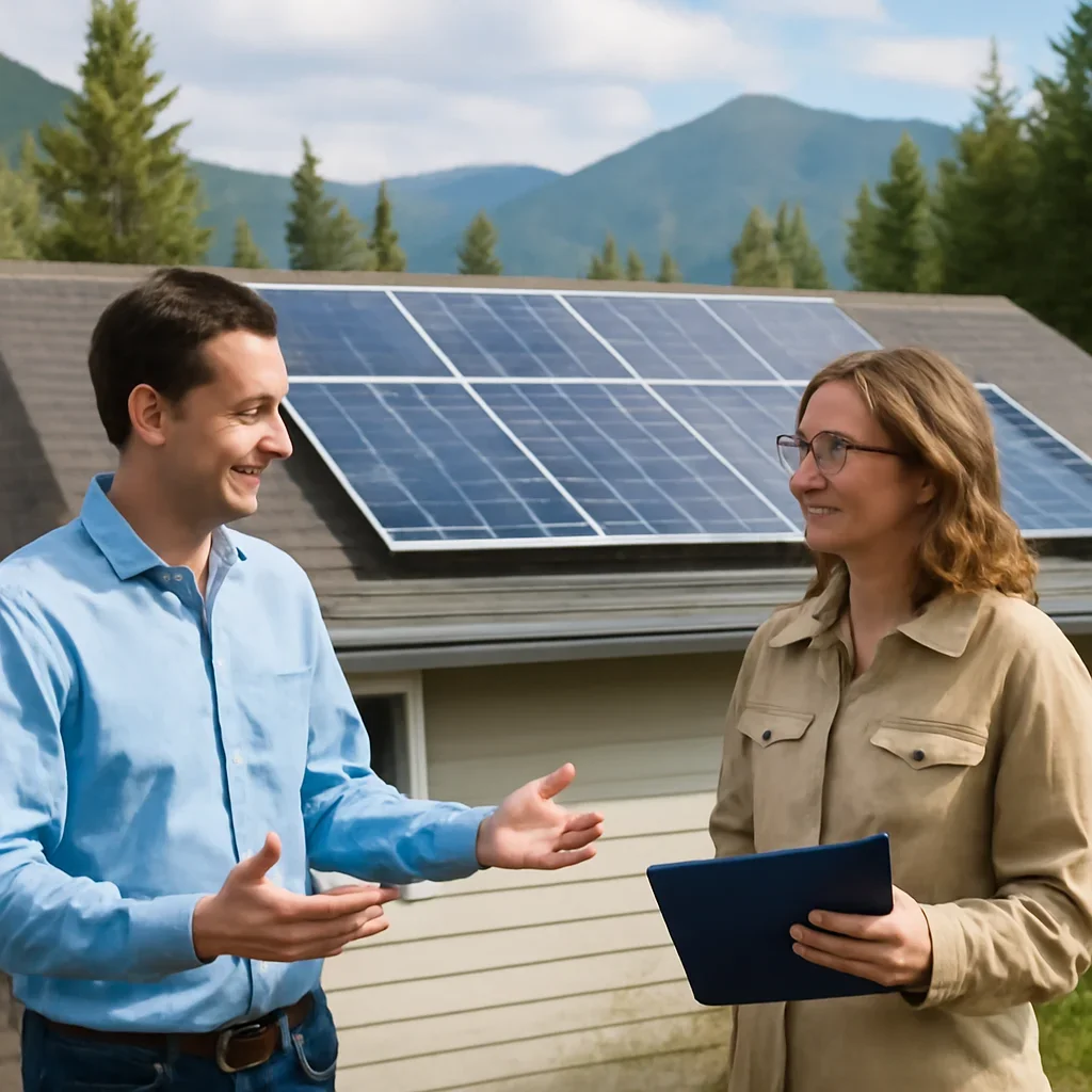 Property owner discussing solar options for Houston, BC