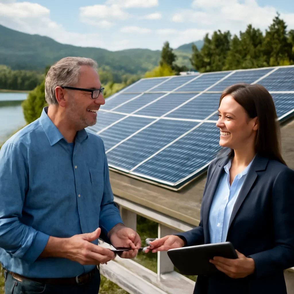 Property owner discussing solar options for Hudson's Hope, BC