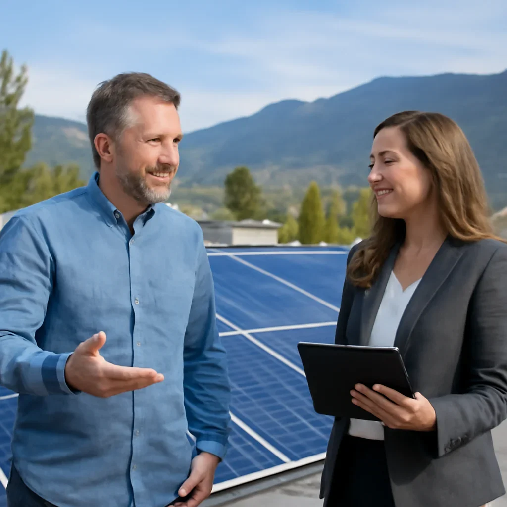 Property owner discussing solar options for Interior BC