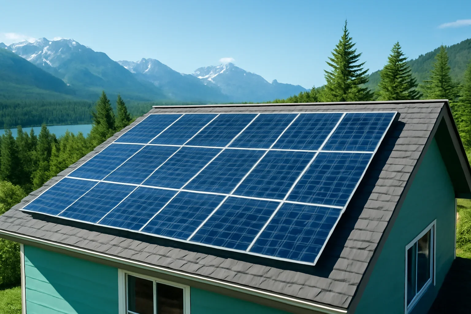 Rooftop solar panels on a property in Invermere, BC
