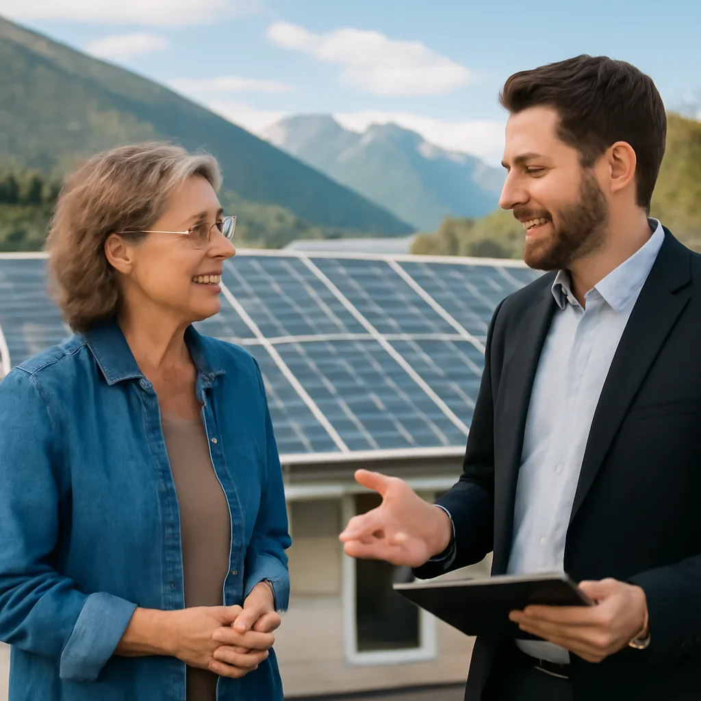 Property owner discussing solar options for Kaslo, BC