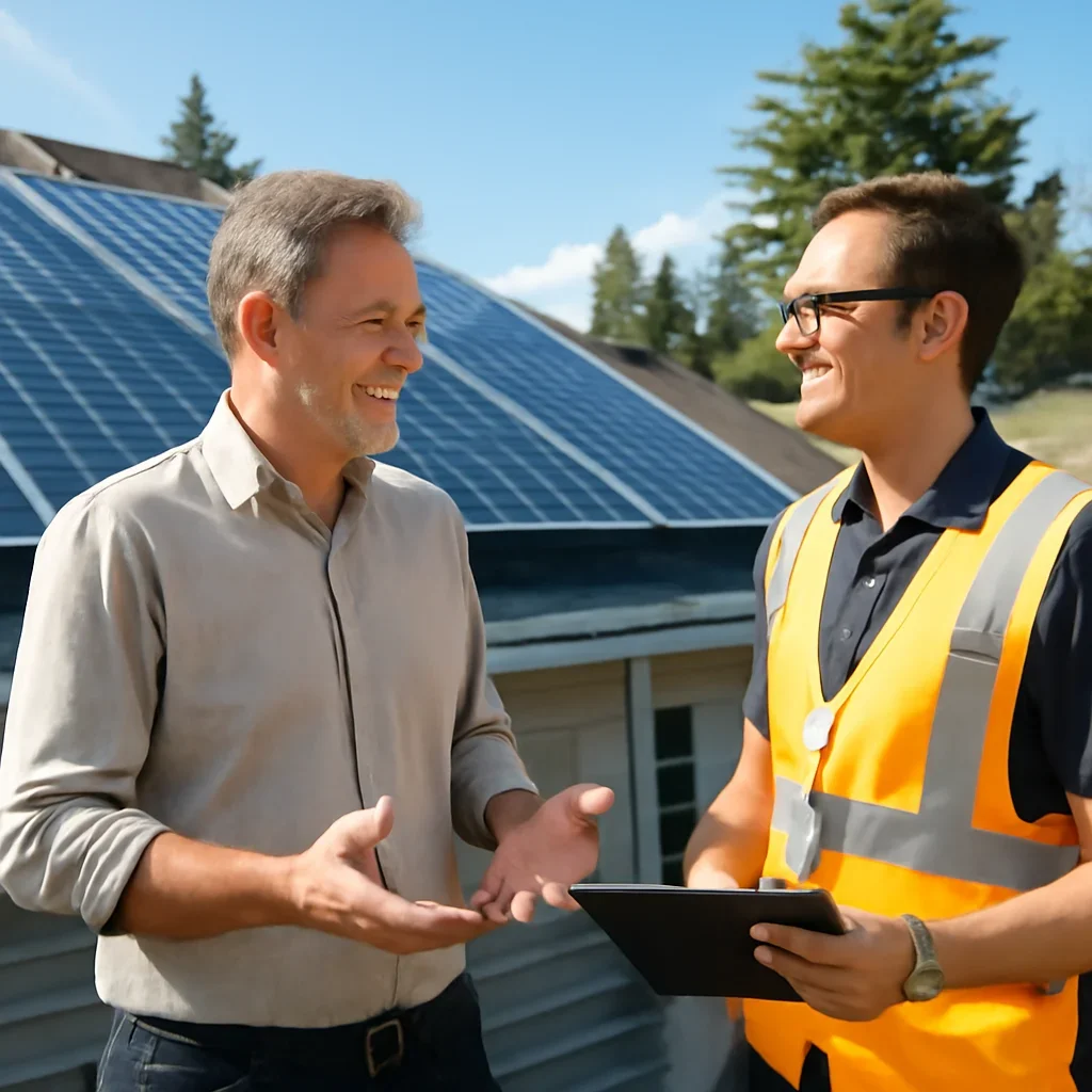 Property owner discussing solar options for Kent, BC