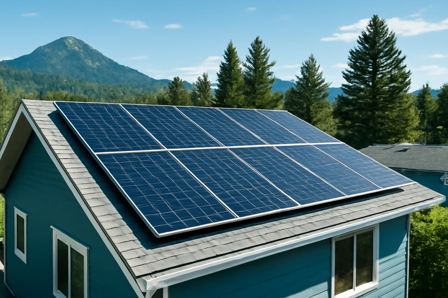Rooftop solar panels on a property in Kimberley, BC